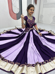Navratri Collection Glorious Purple Cotton Ribbon Work Lehenga