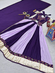 Navratri Collection Glorious Purple Cotton Ribbon Work Lehenga