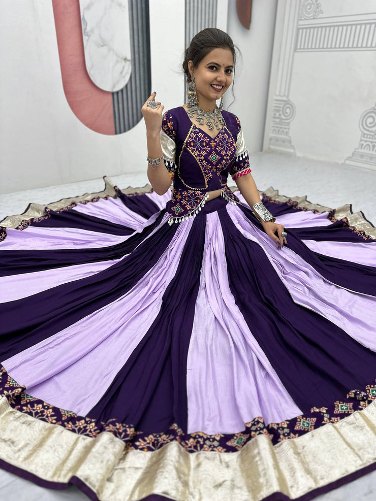Navratri Collection Glorious Purple Cotton Ribbon Work Lehenga