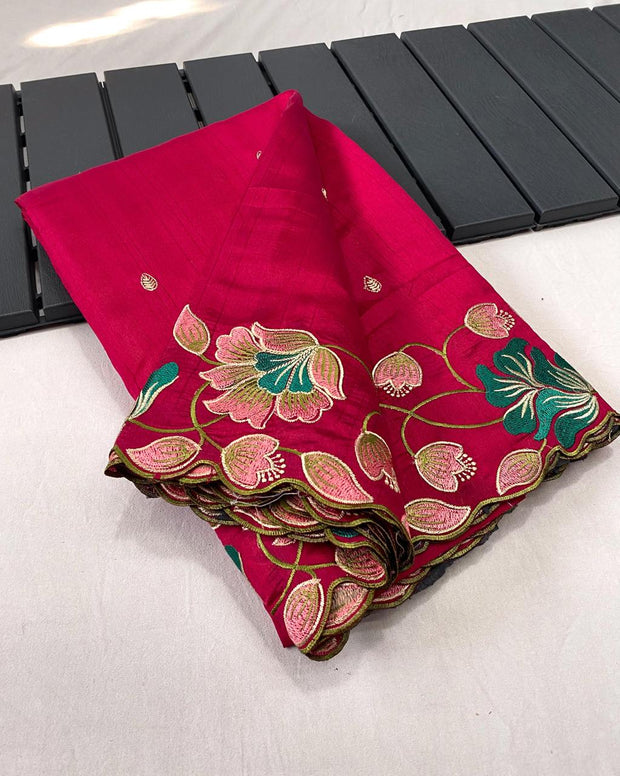 Ravishing Tussar Silk Pink Color Saree
