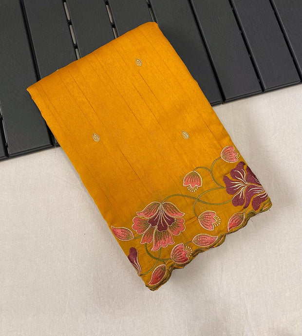 Ravishing Tussar Silk Yellow Color Saree